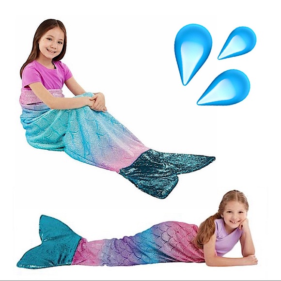 Mermaid🧜♀️Cozy Swim BUNDLE Fleece/Sequence Tail Blanket w/2 piece suit Sz 14 - Picture 2 of 15